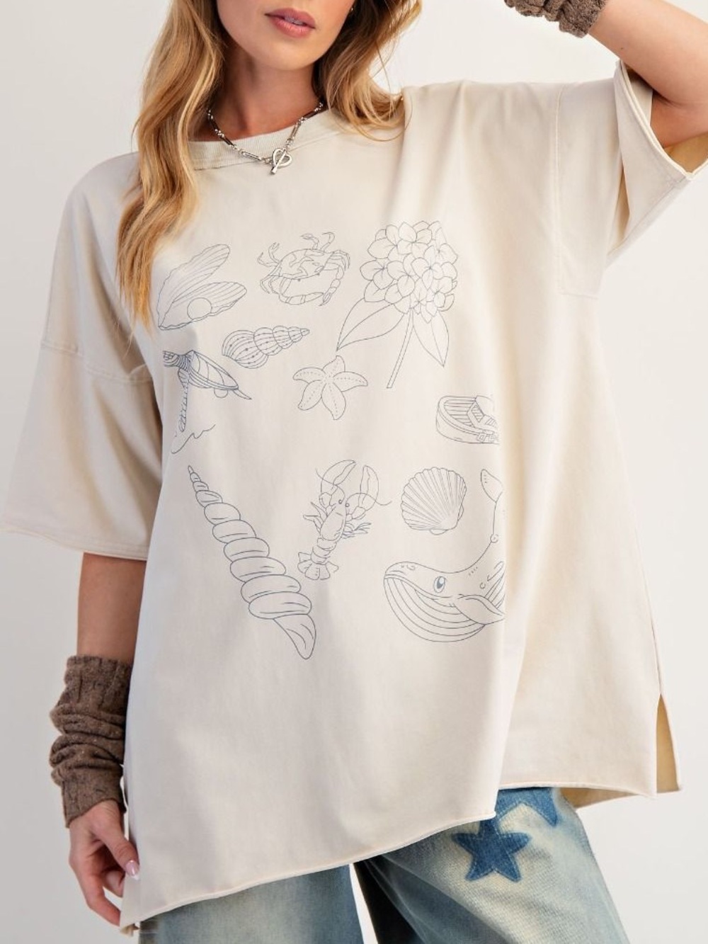PRINTED MINERAL WASHED COTTON JERSEY
TOP